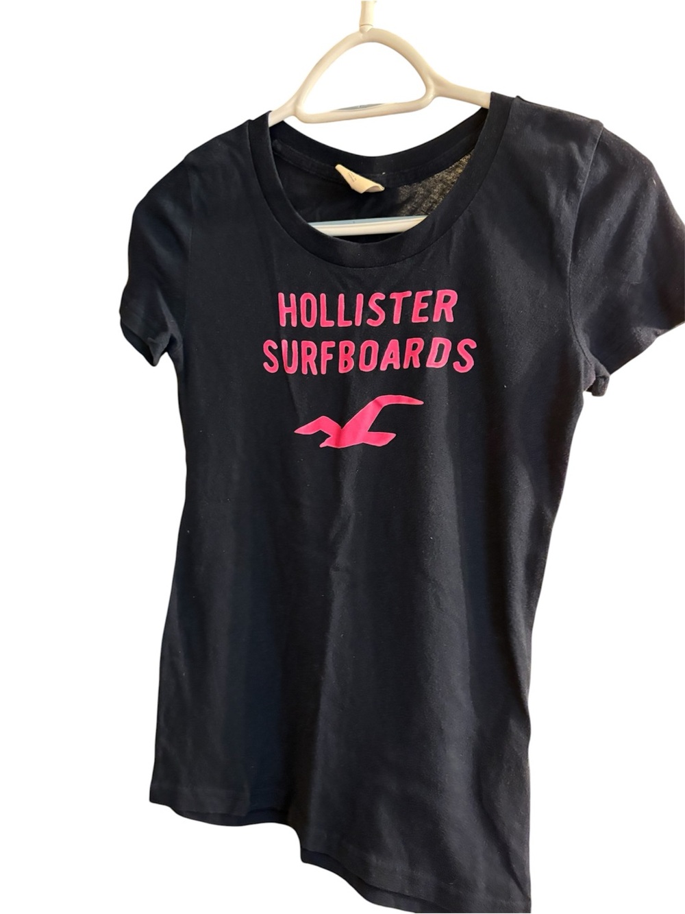 Hollister Dark Navy Tee with Pink Logo